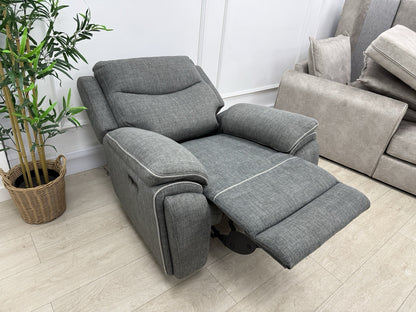 DFS Trek Power Recliner Chair In Charcoal Fabric