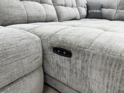DFS Steller Corner Sofa & Footstool In Mist Grey