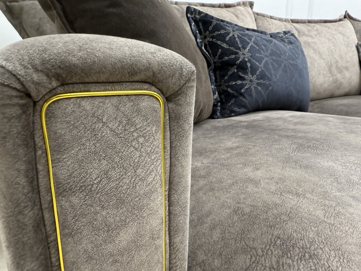 DFS Devine Corner Sofa & Footstool In Chocolate