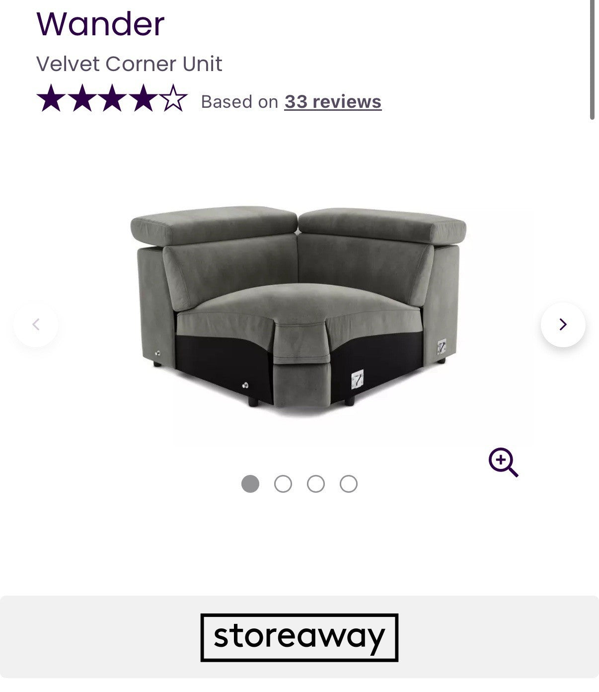 DFS Wander Power Recliner Corner Sofa Bed In Velvet Charcoal Fabric