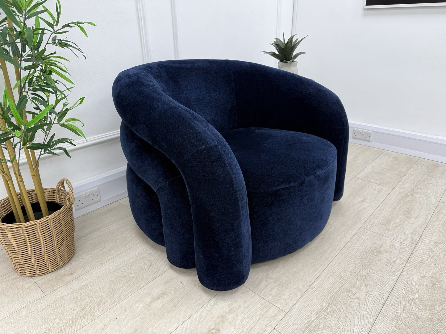 Sofology Dalston Fabric Swivel Chair In Navy
