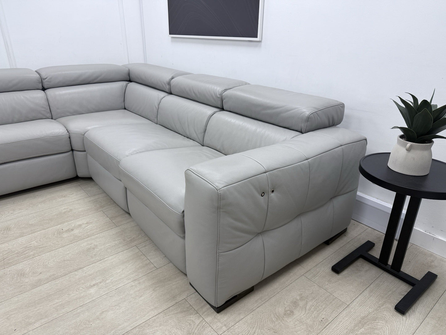 Natuzzi Click Modular Power Recliner Corner Sofa In Grey Leather