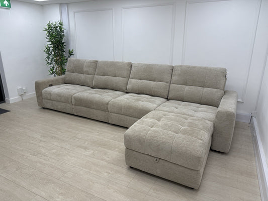 DFS Steller XL Power Recliner Chaise Sofa In Taupe Fabric