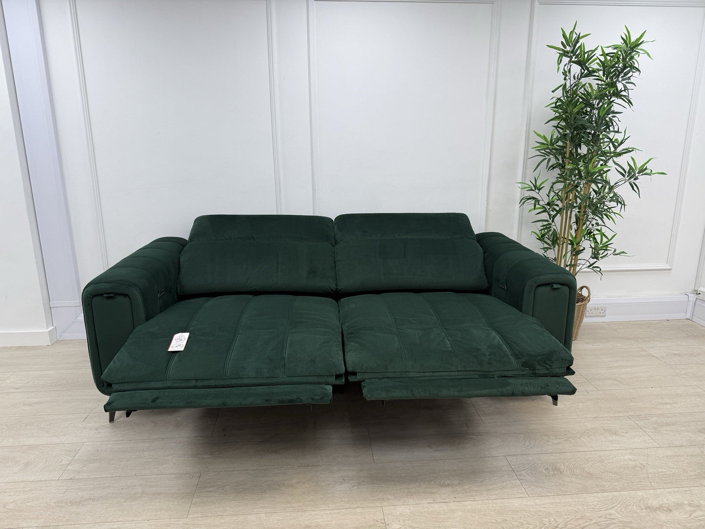 DFS Trip / Torren / Showcase Power Recliner 3 Seater Sofa In Bottle Green Velvet