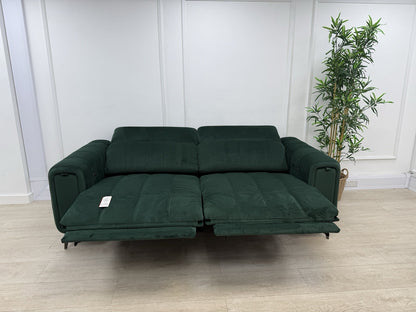 DFS Trip / Torren / Showcase Power Recliner 3 Seater Sofa In Bottle Green Velvet