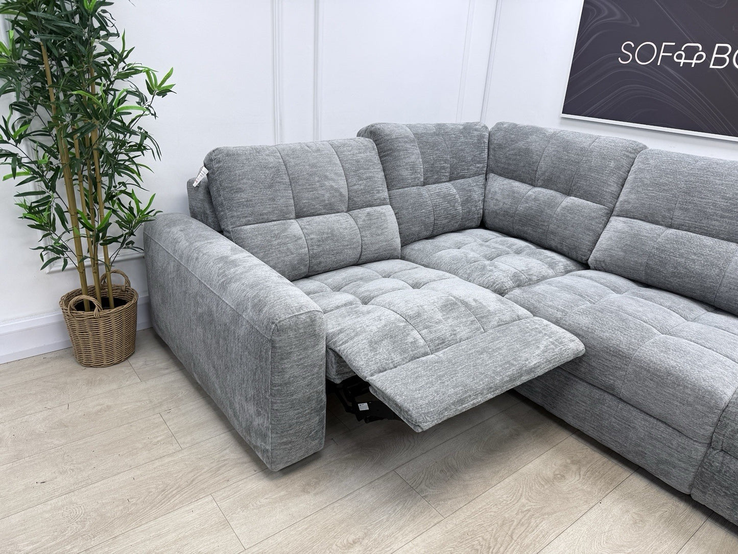 DFS Steller Power Slider Corner Sofa In Mist Grey