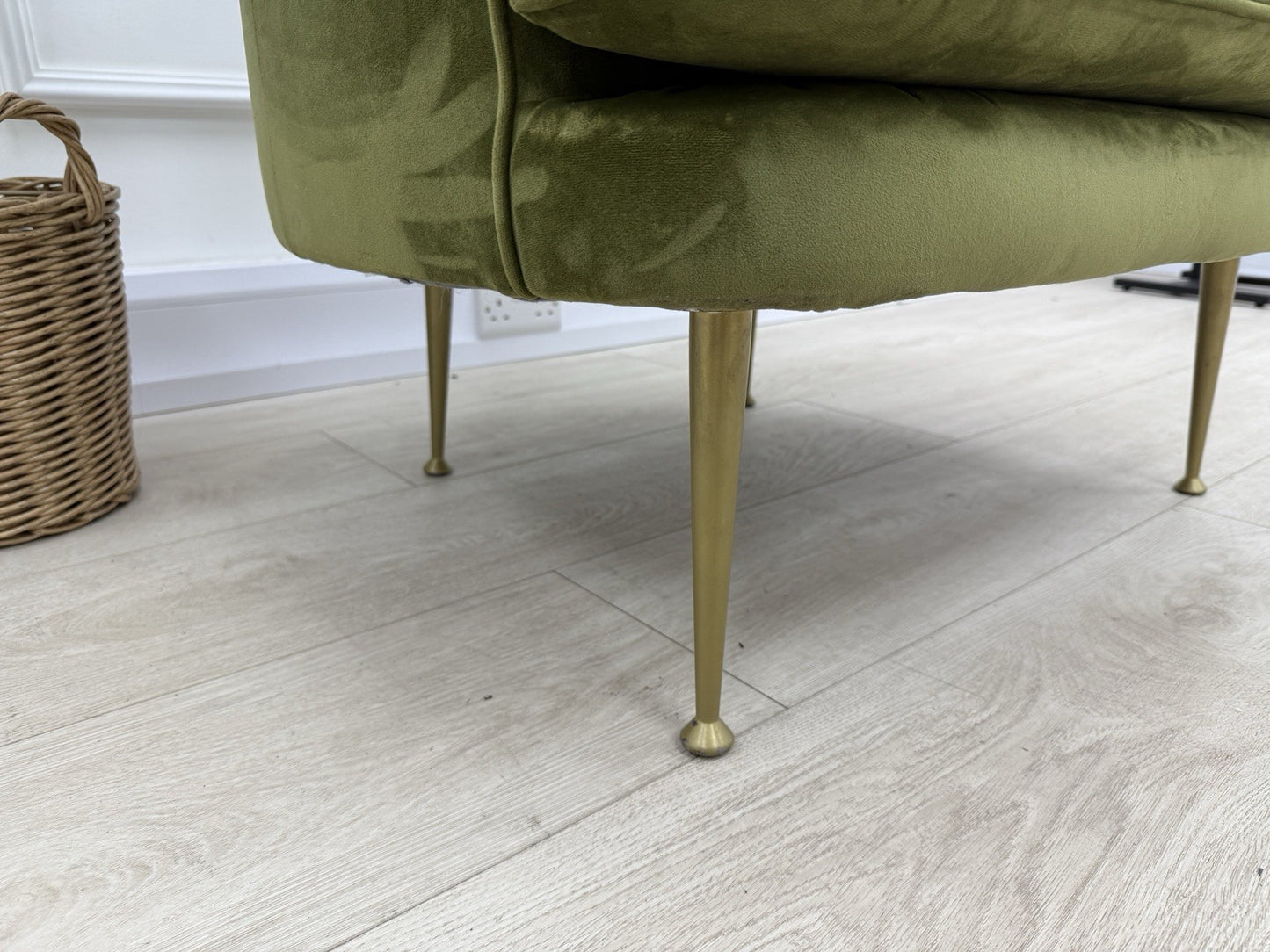 DFS Enhanced Accent Chair In Olive Velvet Fabric