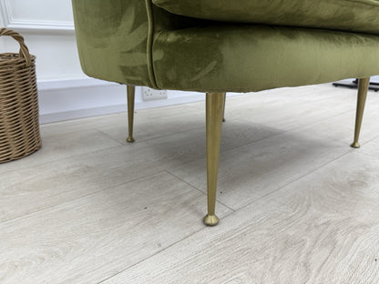 DFS Enhanced Accent Chair In Olive Velvet Fabric