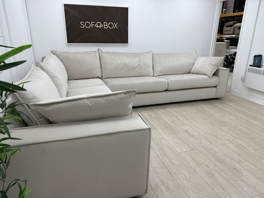 DFS Lovise Velvet XL Corner Sofa In Cream