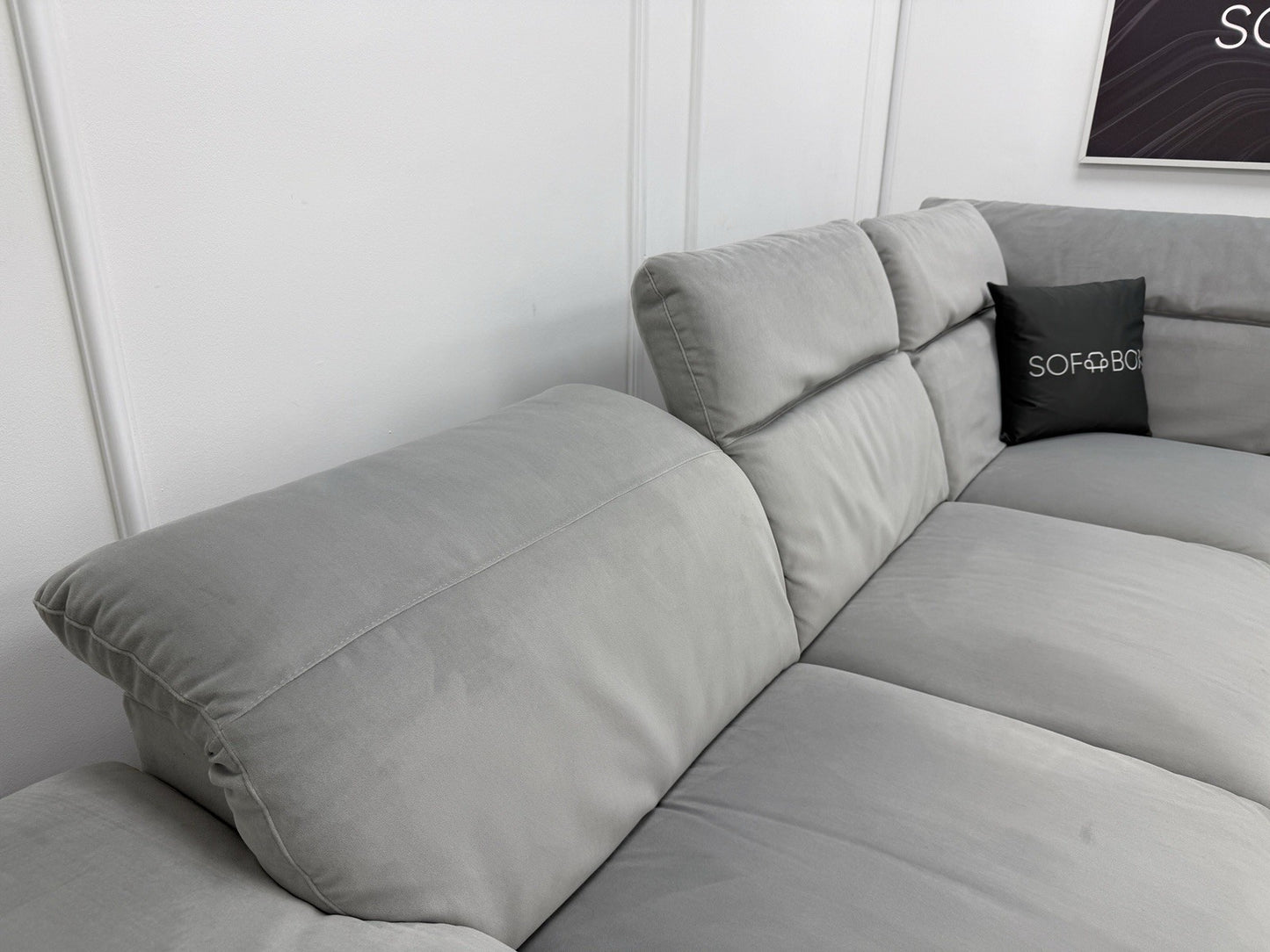 Natuzzi Speranza Corner Sofa In Grey Velvet