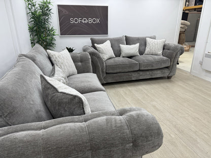 Sofology Highgrove 3 Seater Sofas Set In Grey Chenille Fabric