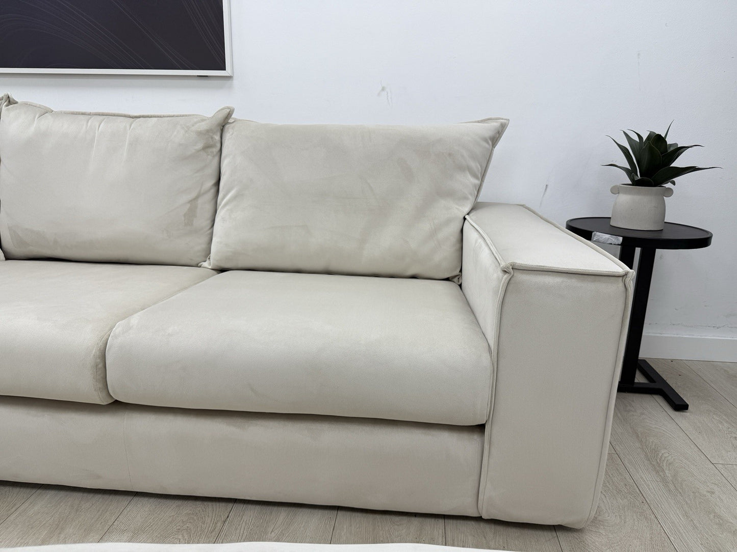 DFS Lovise XL Corner Sofa In Cream Velvet