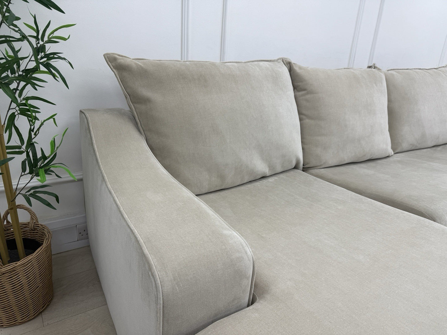 DFS Maura Left Hand Facing Large Chaise Sofa In Natural Fabric