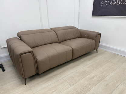 DFS Torren 3 Seater Power Recliner Sofa & Chair Set In Borelli Fawn Leather