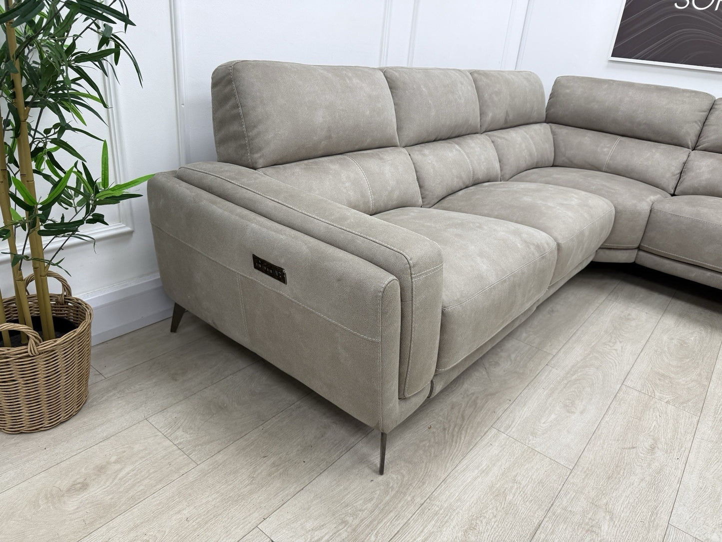 DFS San Mateo Power Recliner Corner Sofa In Arizona Stone Fabric