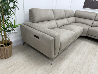 DFS San Mateo Power Recliner Corner Sofa In Arizona Stone Fabric
