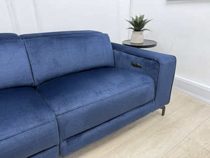 John Lewis Gradient LHF Chaise Power Recliner Sofa In Navy Chenille