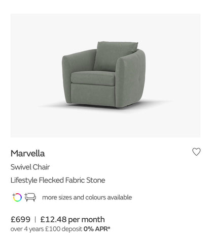 Sofology Marvella Swivel Accent Chair In Flecked Fabric Stone