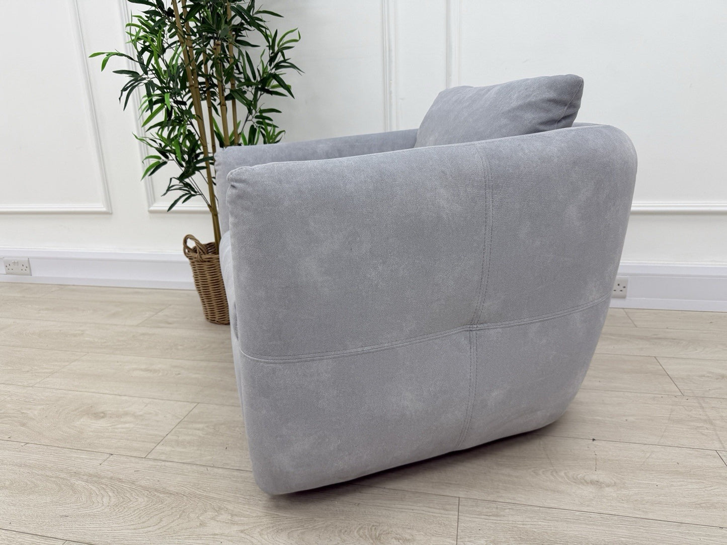 Sofology The Marvella Fabric Swivel Chair In Lifestyle Flecked Fabric Silver