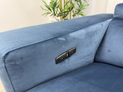 DFS Wander Velvet Power Recliner 3 Corner Sofa Bed 2 In Navy Blue