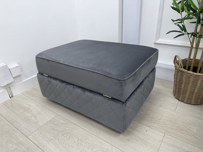 DFS Orka Velvet Storage Footstool In Steel
