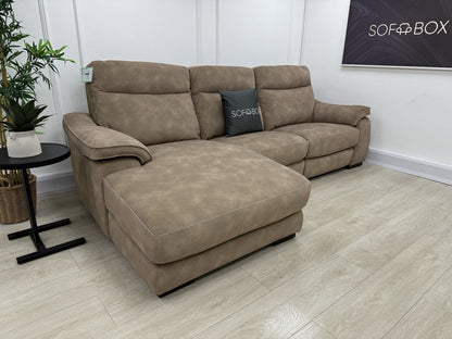Fishpools Caruso 3 Seater Chaise Power Recliner Sofa In Sand Fabric