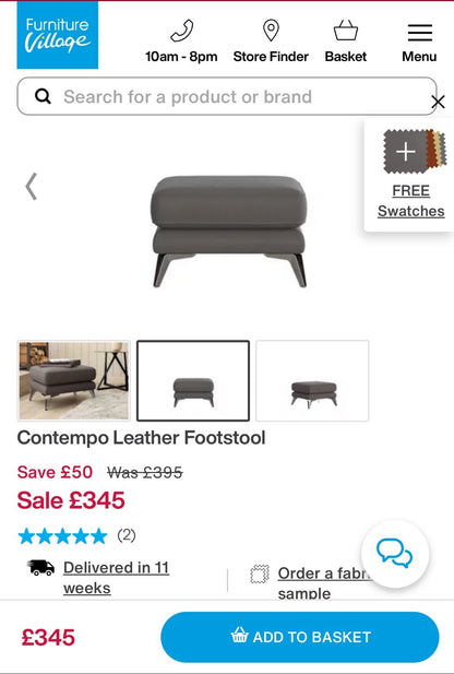 Furniture Village Contempo Power Recliner Corner Sofa &amp; Footstool Grey Leather