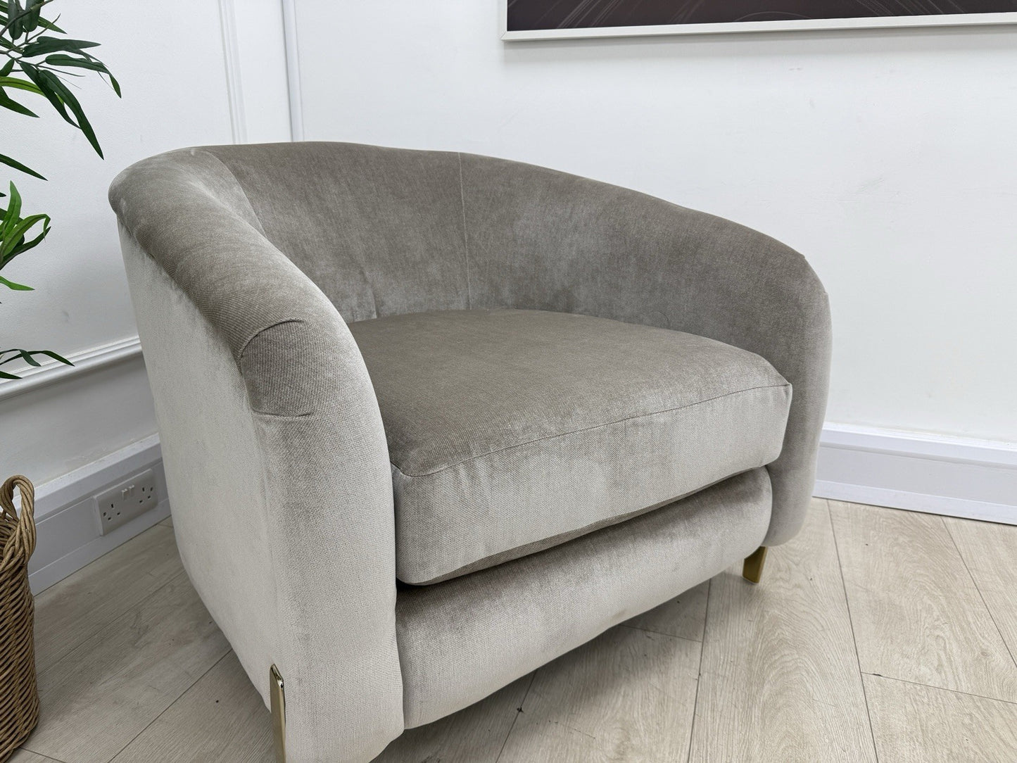 Sofology The Oscar Accent Chair in Fine Textured Chenille Stone Mix