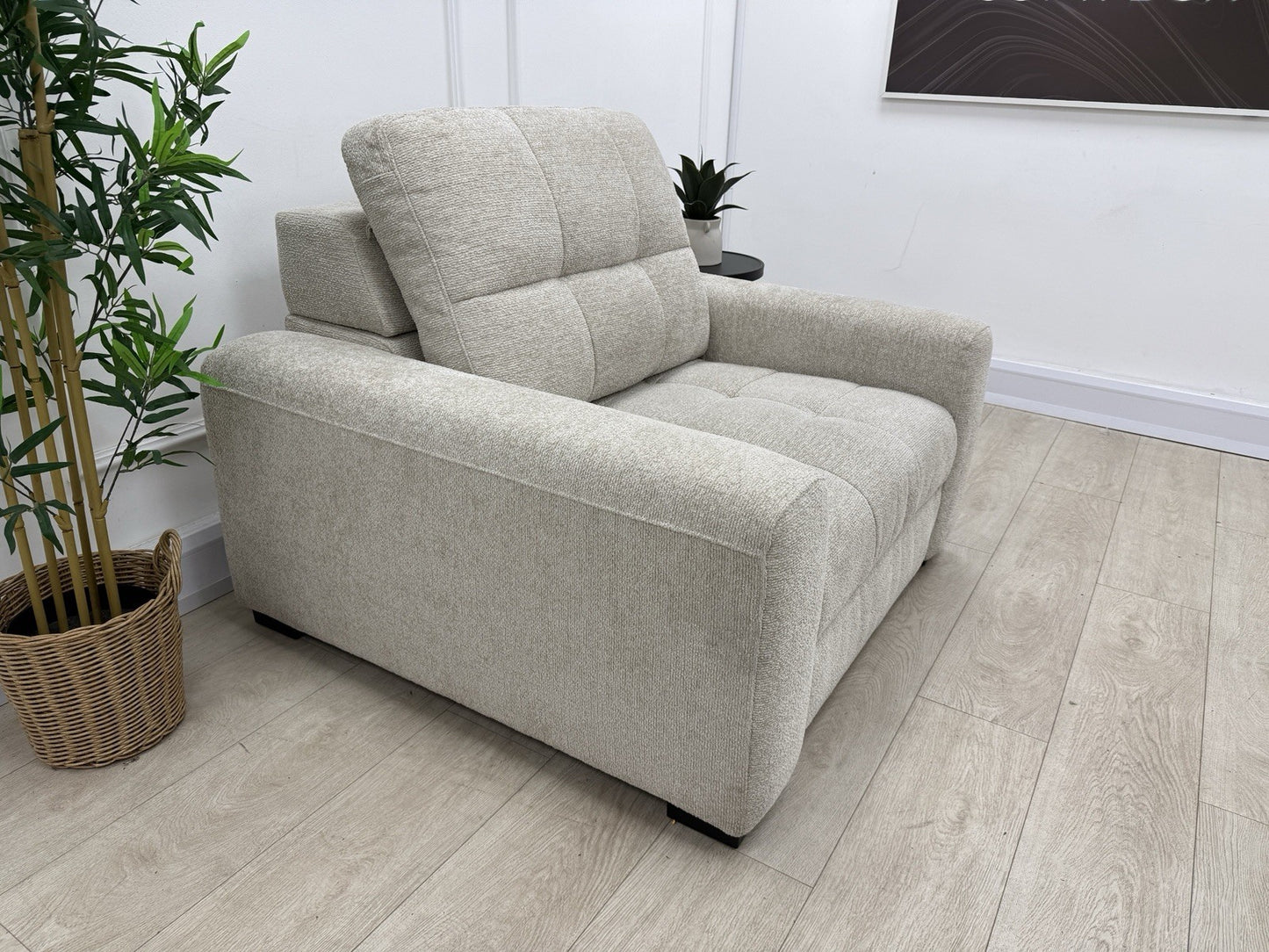 DFS Una Power Slider Chair In Roma Oyster Fabric