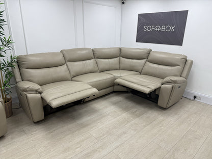 DFS Trek Power Recliner Corner Sofa In Taupe Leather