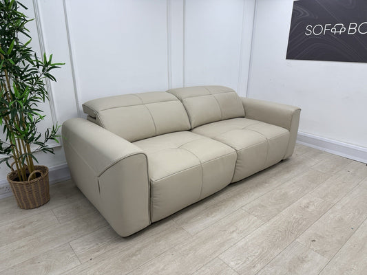 Sofology The Riviera 3 Seater Motion Chaise Recliner Sofa In Stone Leather