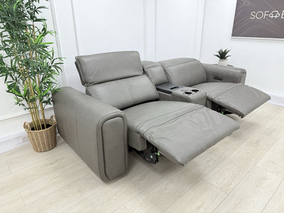 Sofology Premiere 2.5 Seater Power Recliner Sofa In Grey Leather