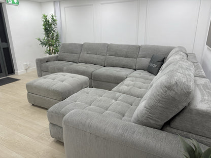 DFS Steller Corner Sofa & Footstool In Mist Grey
