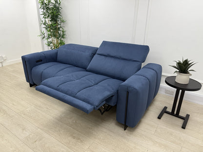 Italia Living 3 Seater Power Recliner Sofa In Luna Blue