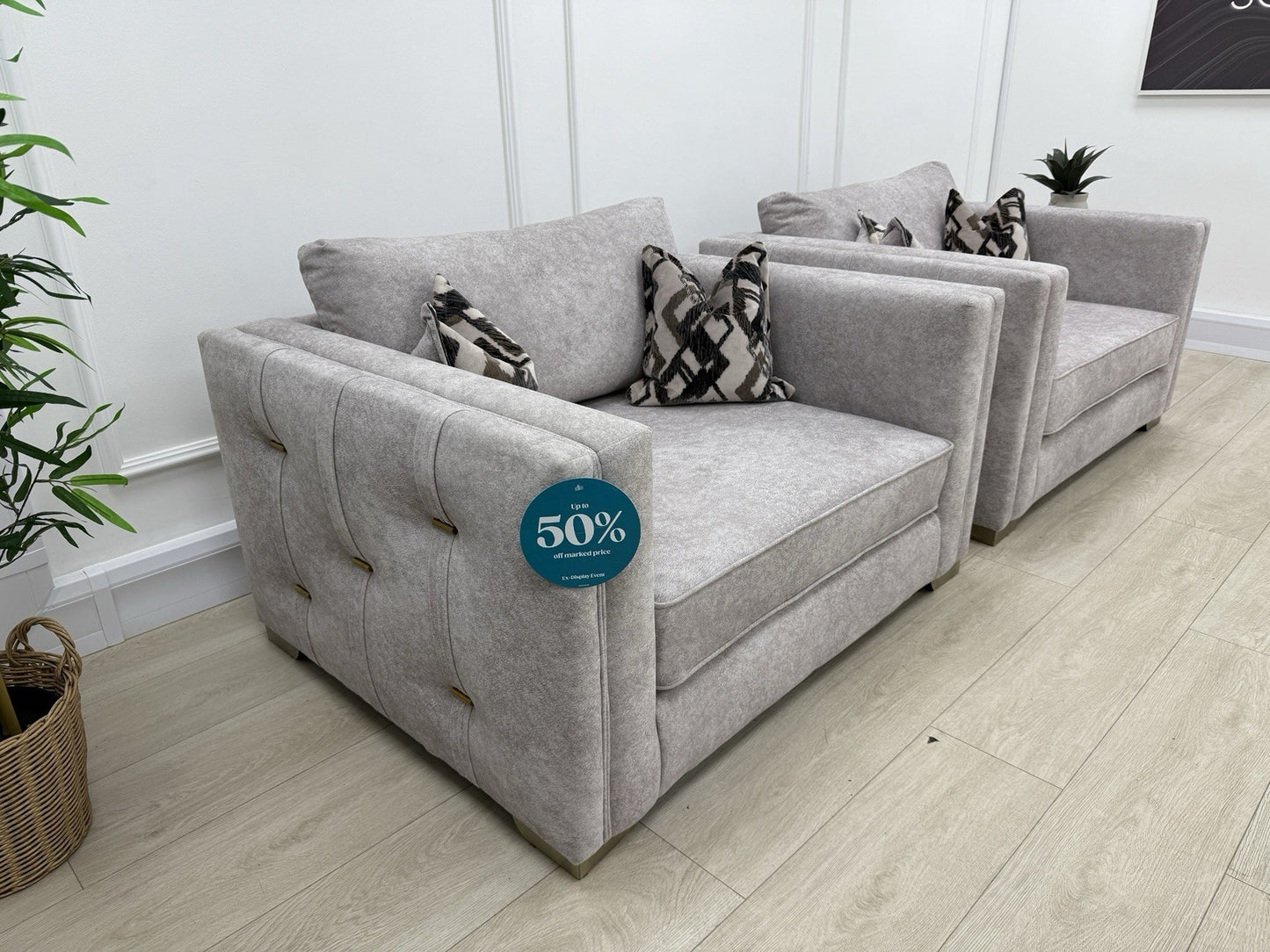 Sofology Titan Fabric Loveseat Full Back in Marina Stone/Stone Mix