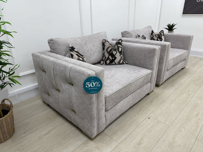 Sofology Titan Fabric Loveseat Full Back in Marina Stone/Stone Mix