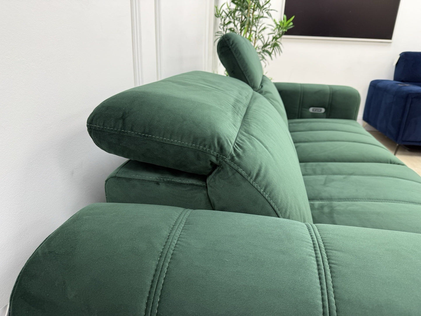 DFS Trip / Torren / Showcase Power Recliner 3 Seater Sofa In Bottle Green Velvet