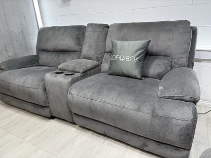 DFS Mallow Express 3 Seater Power Recliner Sofa Set & Console Unit X2 RRP £2796