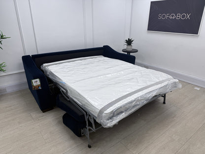 Furniture Village Optimus 3 Seater Sofa Bed In Blue Velvet Memory Foam Mattress