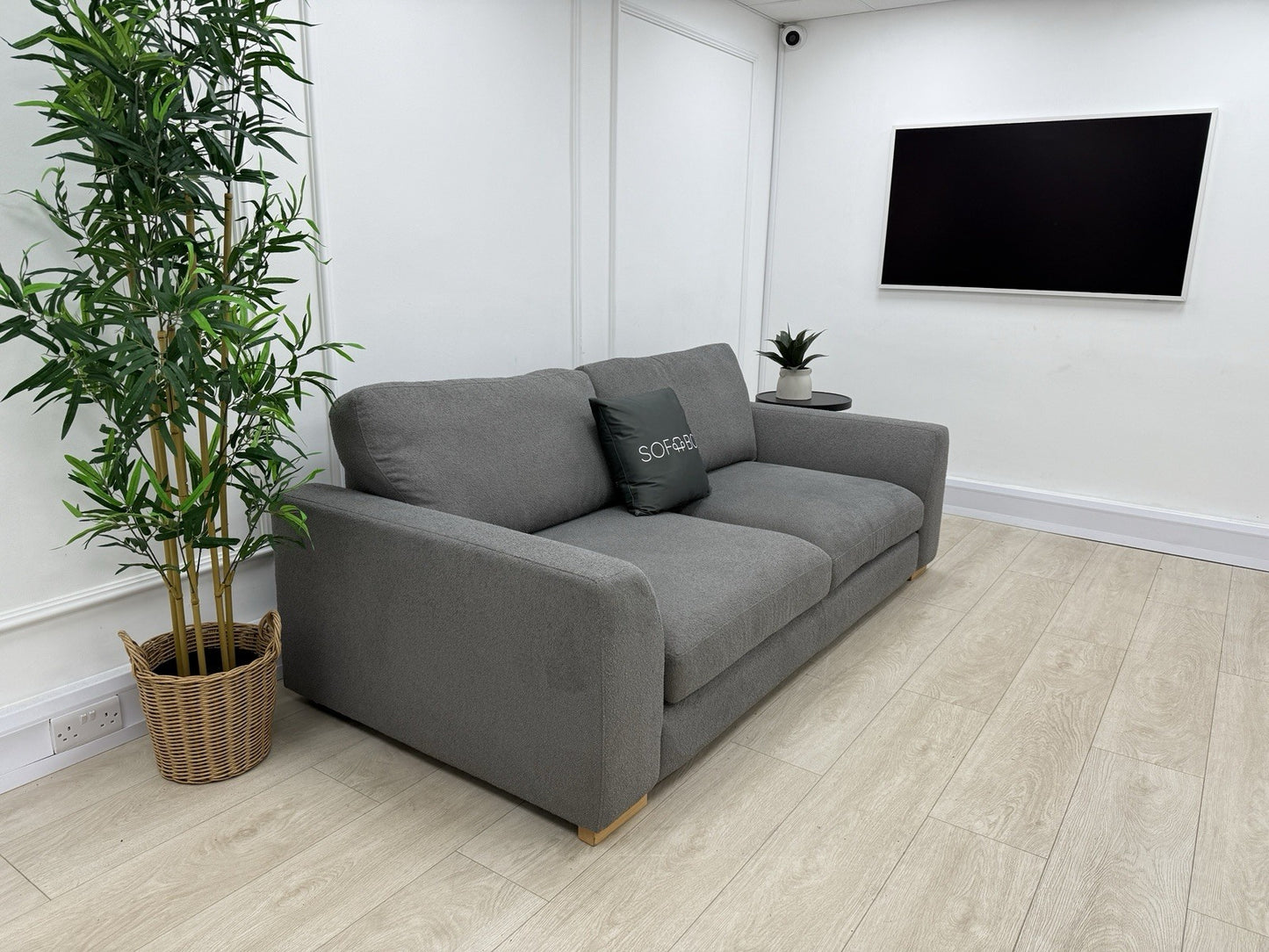 DFS Calix 3 Seater Sofa In Grey Bouclé Fabric