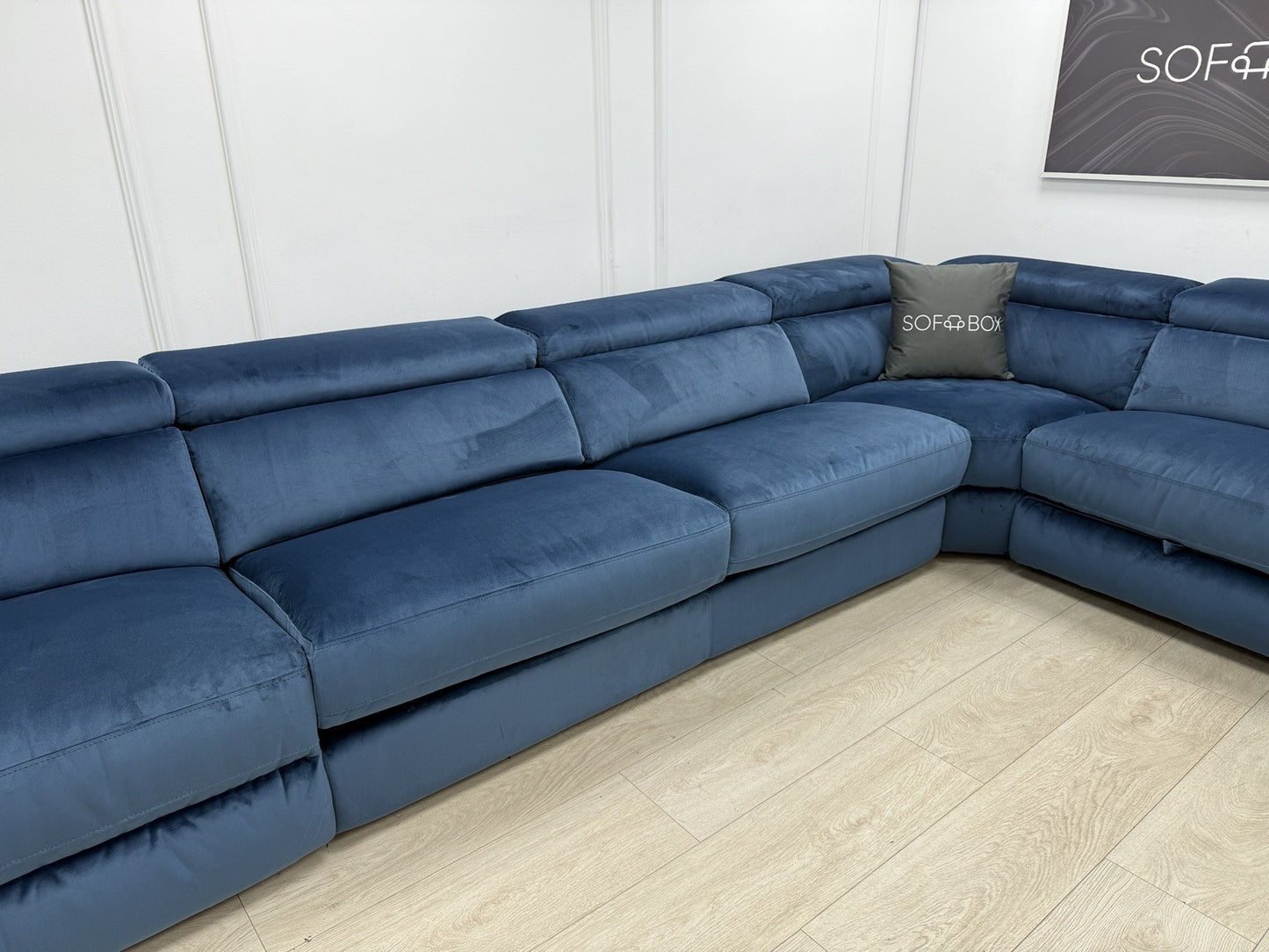 DFS Wander Velvet Power Recliner 3 Corner Sofa Bed 2 In Navy Blue