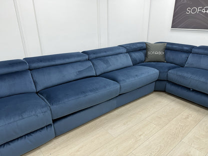 DFS Wander Velvet Power Recliner 3 Corner Sofa Bed 2 In Navy Blue