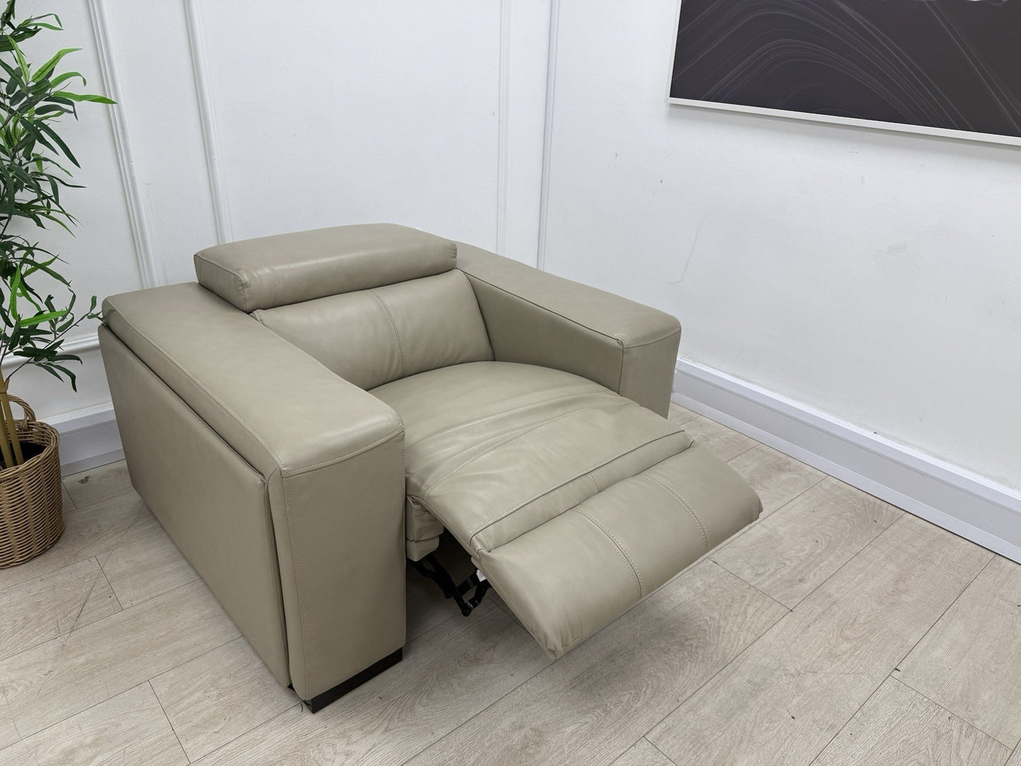 DFS Wander Power Recliner Chair In Taupe Leather