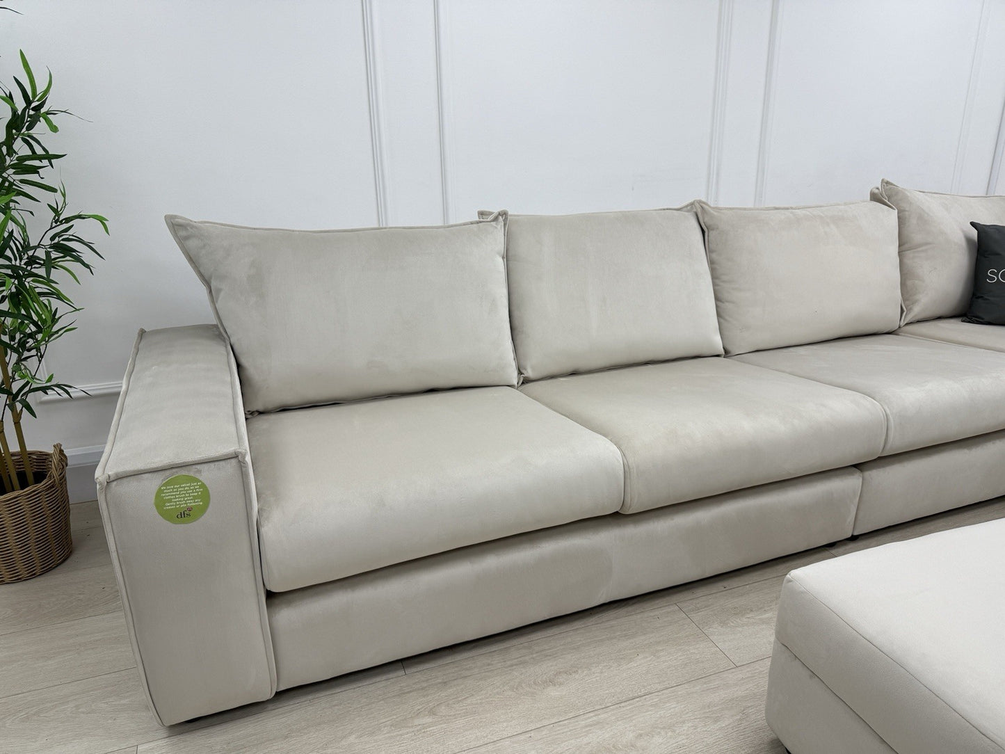 DFS Lovise XL Corner Sofa In Cream Velvet