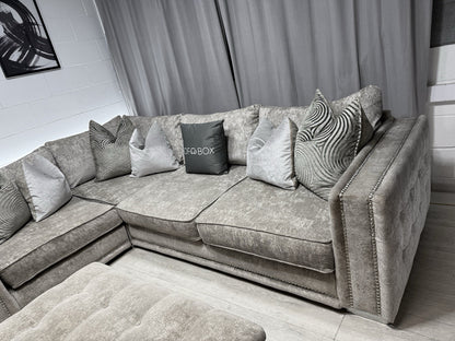 Sofology Midas Corner Sofa & Footstool Set In Grey