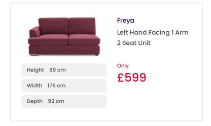 DFS Freya 4 Seater Sofa In Wine Fabric