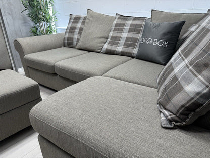 DFS Owen Corner Sofa and Footstool Set in Taupe