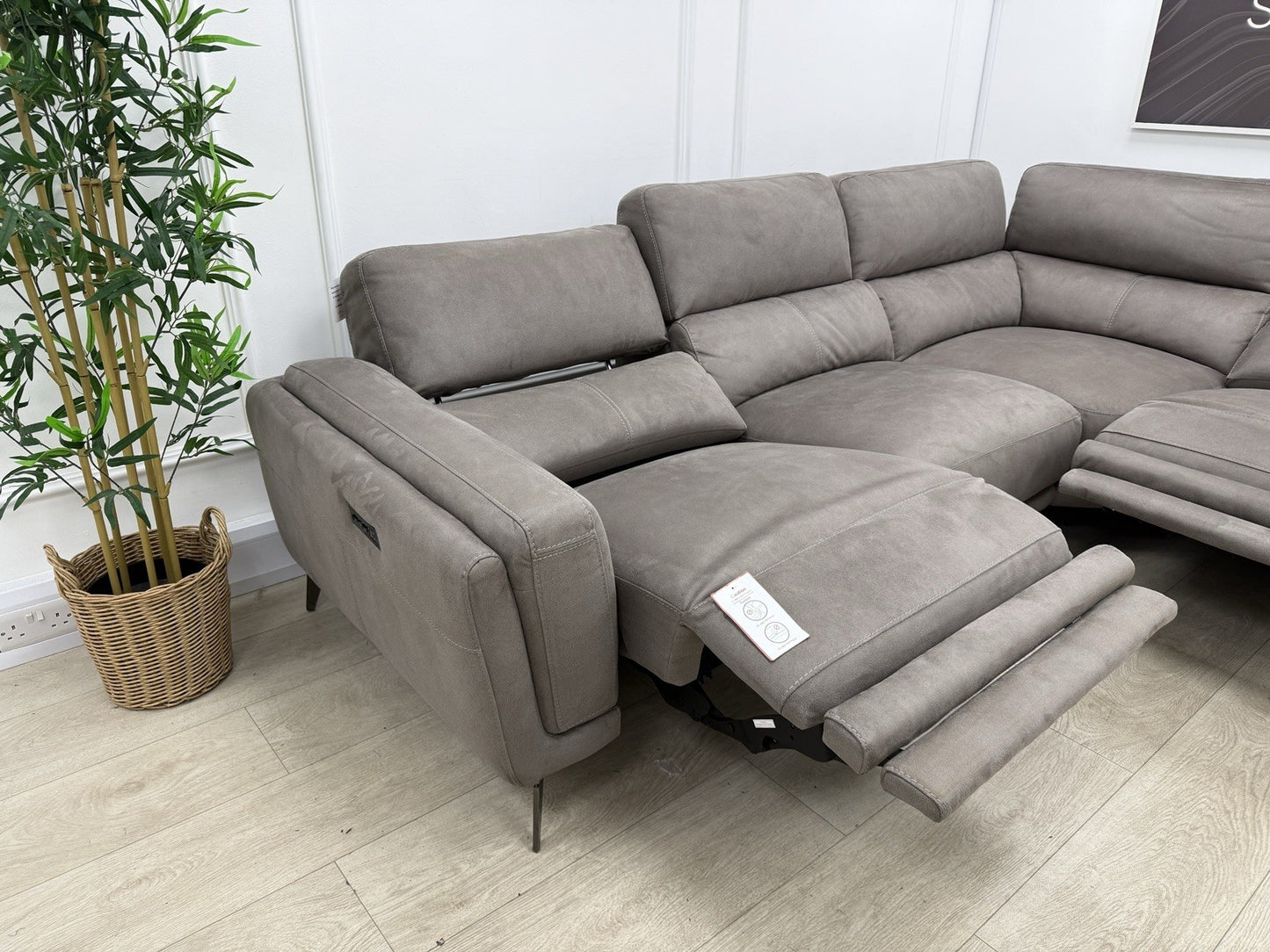 DFS San Mateo Power Recliner Corner Sofa In Arizona Pewter Fabric