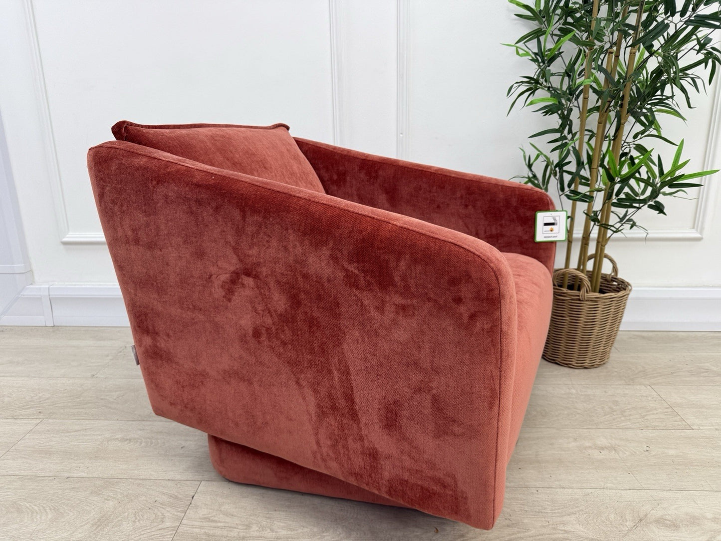 DFS French Connection Molten Swivel Accent Chair In Henna Fabric