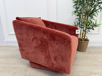 DFS French Connection Molten Swivel Accent Chair In Henna Fabric